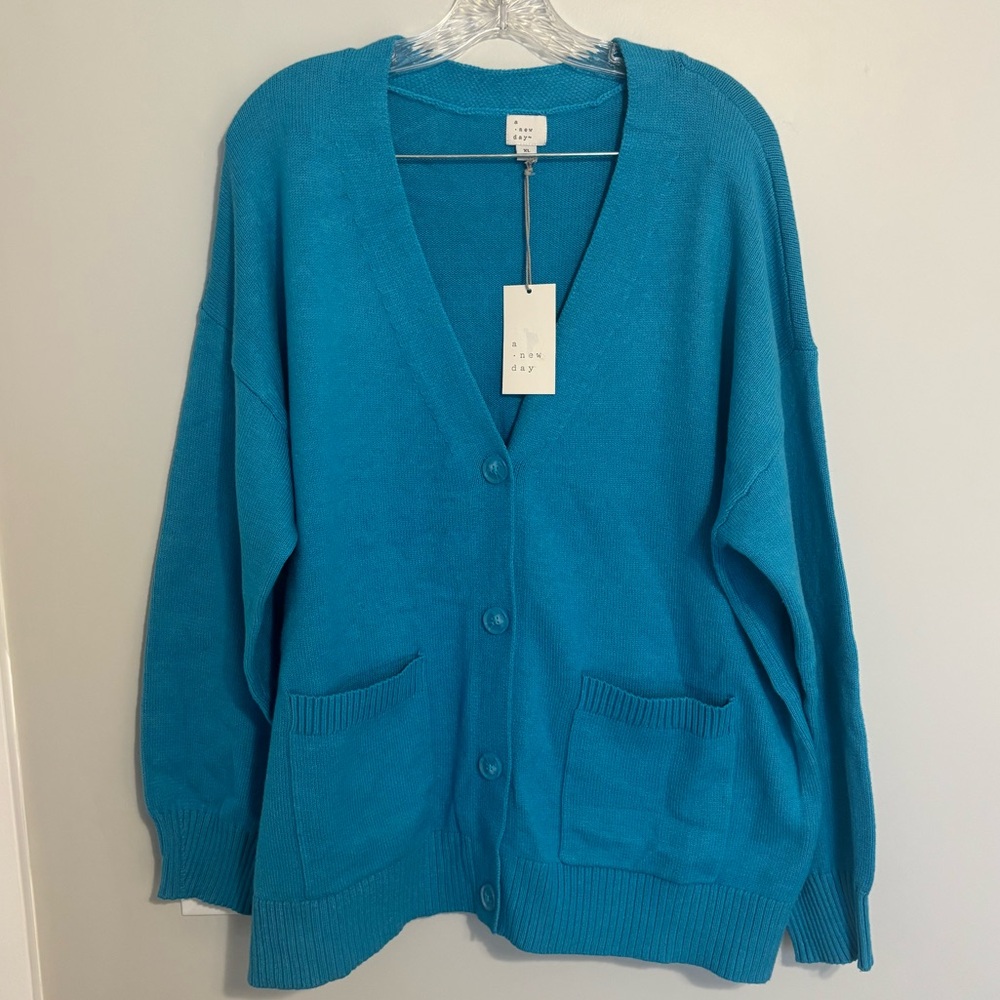 A New Day Vibrant Blue Women's Cardigan with pockets